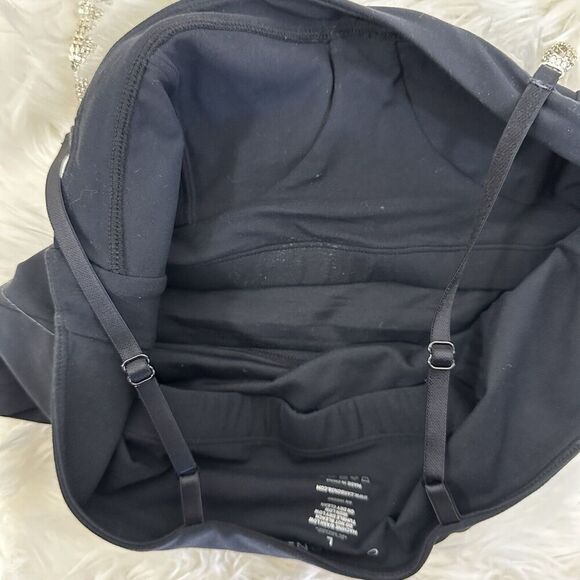 Carbon38 Womens Corset Tank Rhinestone Straps Size Large Black Shimmery Sexy - Picture 6 of 6